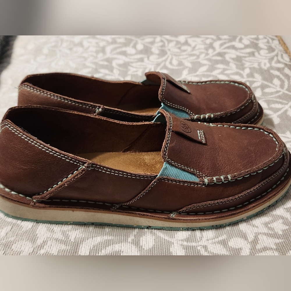 Womens Ariat Brown and Blue Casual Slip-On Loafers